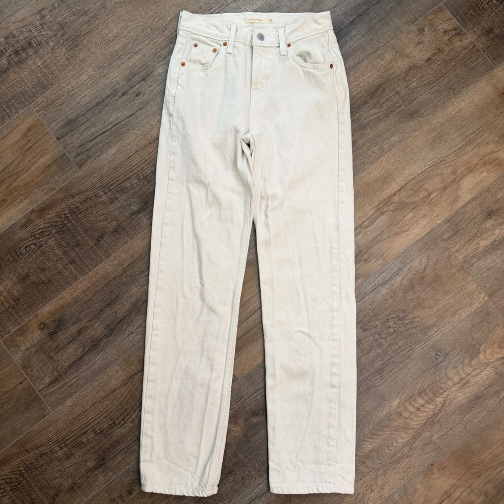 Levis Low Pro Straight Jeans Ecru Off White Denim Women 23 Pant Western Gorpcore